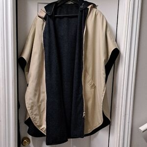 Reversible Tan and Black Hooded Cape